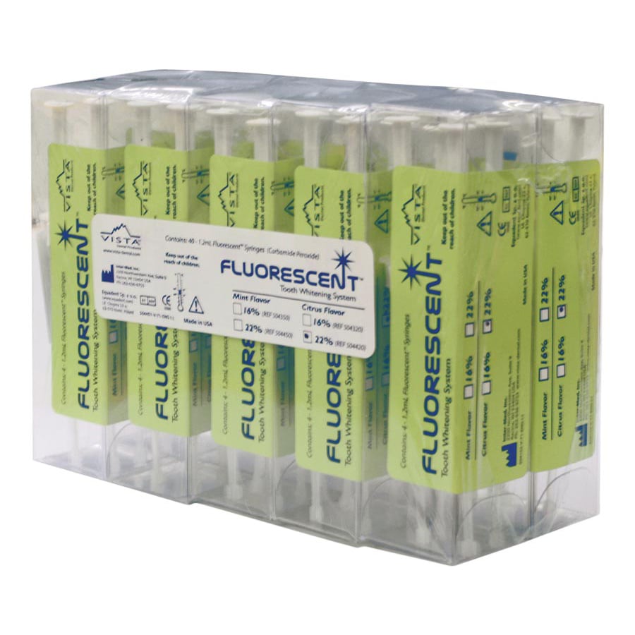 Vista Apex Fluorescent Tooth Whitening 22% Mint Refill Kit, 10 x 4/pack, 504450 (Refrigerate)