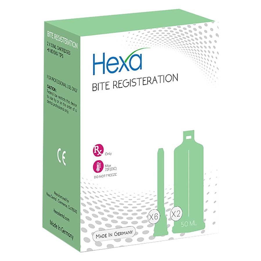 Hexa Dental Hexa Bite Registration Super Fast Set, 2x50ml Cartridges with 6 Tips, 100/Box