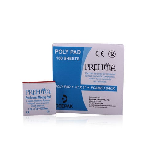 Prehma Poly Mixing Pad, 1 3/8" x 1 3/8" (3.5cm x 3.5cm), White, Extra Heavy, 100 Sheets per Pad