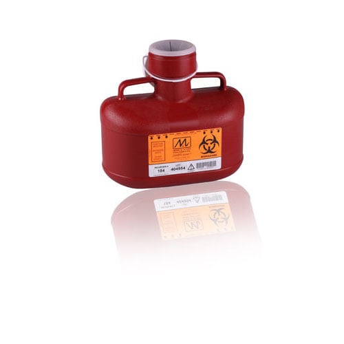 Medegen Sharps-Tainer Locking Sharps Container, Polypropylene, Red, Small, 4.8 Qt, Nonstackable, Locking Cap without Needle Remover