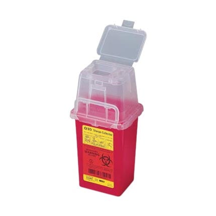 BD Phlebotomy Sharps Collector, 1.5 Quart, Red, Removal Port Top, 305487
