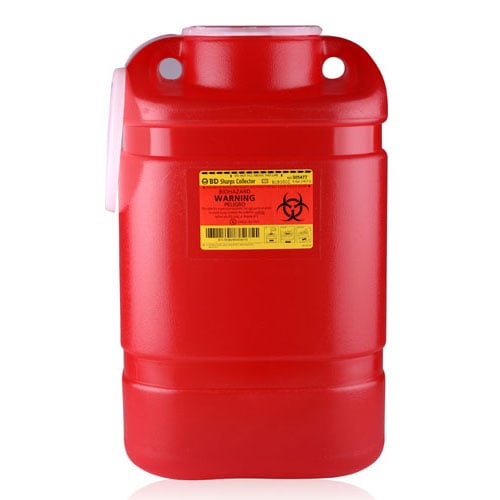 BD Guardian Sharps Collector Medium, 6.9 Quart, Red, One-Piece, 305489