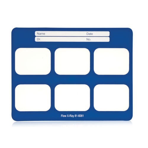 Flow Dental Perfect Pocket Film Mounts, Vinyl/Blue, 2-Rows, 6 Window Horizontal, Size 2, 100/Box, 81-6061