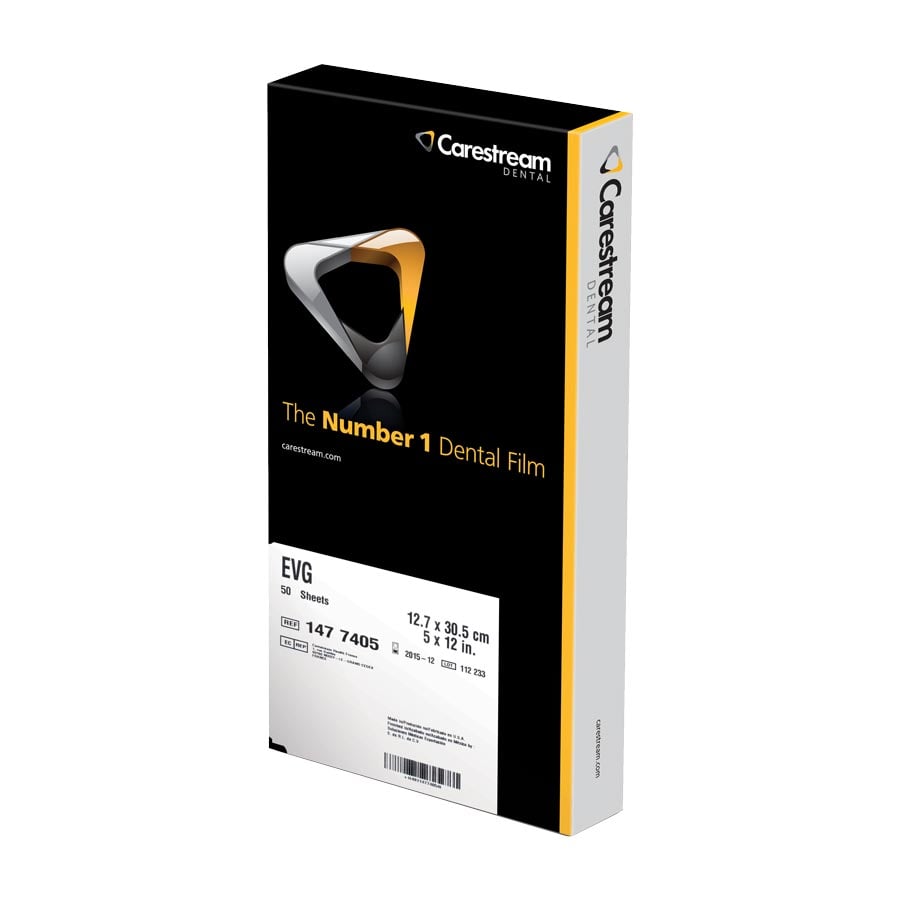 Carestream Ektavision G Extraoral Panoramic Dental X-Ray Film, 5" x 12", Green Sensitive, 50/Pkg, EVG-5