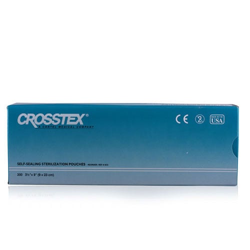 Crosstex DuoCheck Sterilization Pouches, 2.75" x 9", Self-Sealing, 4000/Case