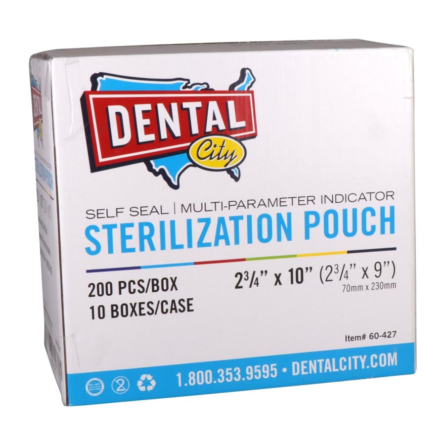 Dental City Self-Sealing Sterilization Pouches, 2.75" x 9", 200/Box