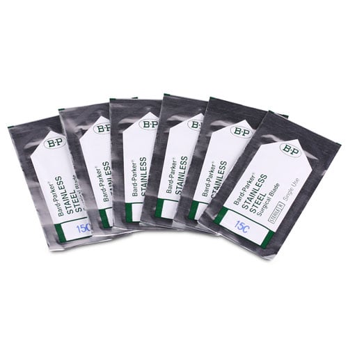 Bard-Parker Stainless Steel Surgical Blades, Size 15C, Sterile, 6/Pack, 371716