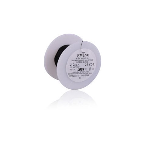 Look Suture Silk Spool 6/0, Black Braided, Non-Absorbable, 25 yd, SP102