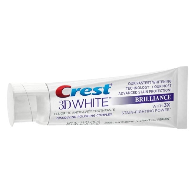 Crest 3D White Brilliance Vibrance Toothpaste, Peppermint, 3.5 oz Tube, 24/Case, 80701355