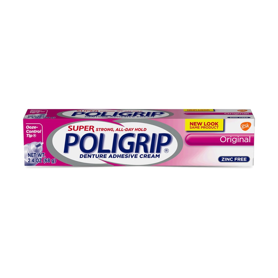 Super Poligrip Original Zinc Free Denture Adhesive Cream, 2.4 oz, 005455