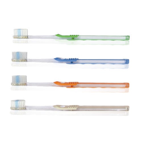 Oraline Premium Adult Cleargrip Toothbrushes, Compact, 25 Tufts, 144/Box