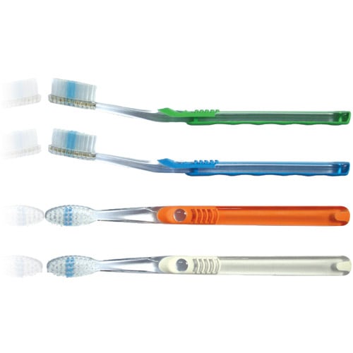 Oraline Adult Cleargrip Indicator Toothbrush, Full Head, Angled Handle, 144/Box
