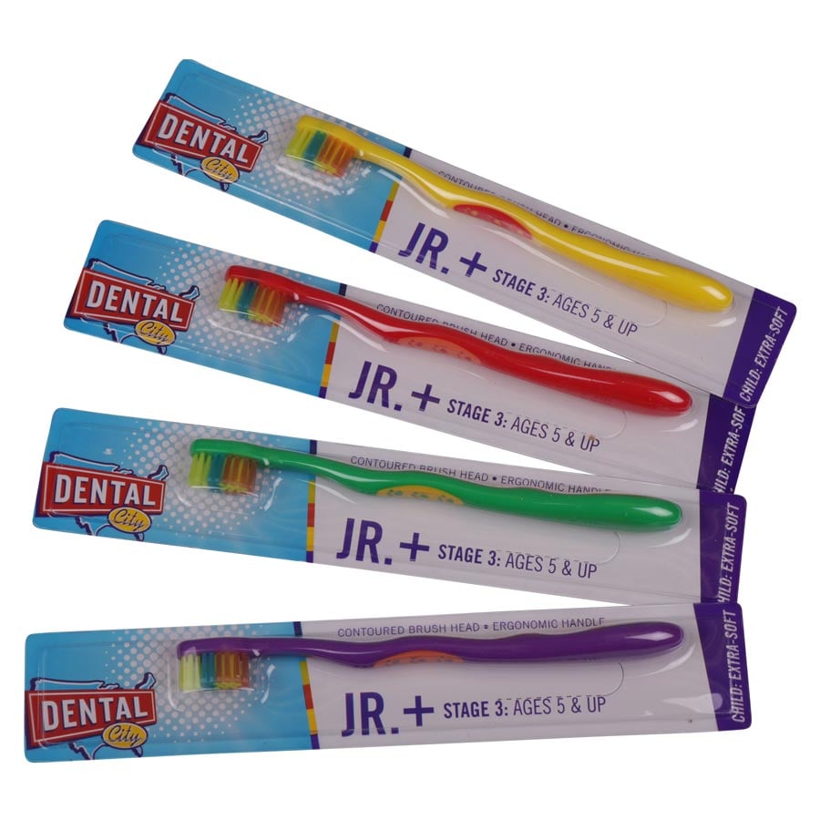 Dental City DC Junior Series+ Stage 3 Soft Toothbrush, Ages 5+, Extra-Soft, 72/Case