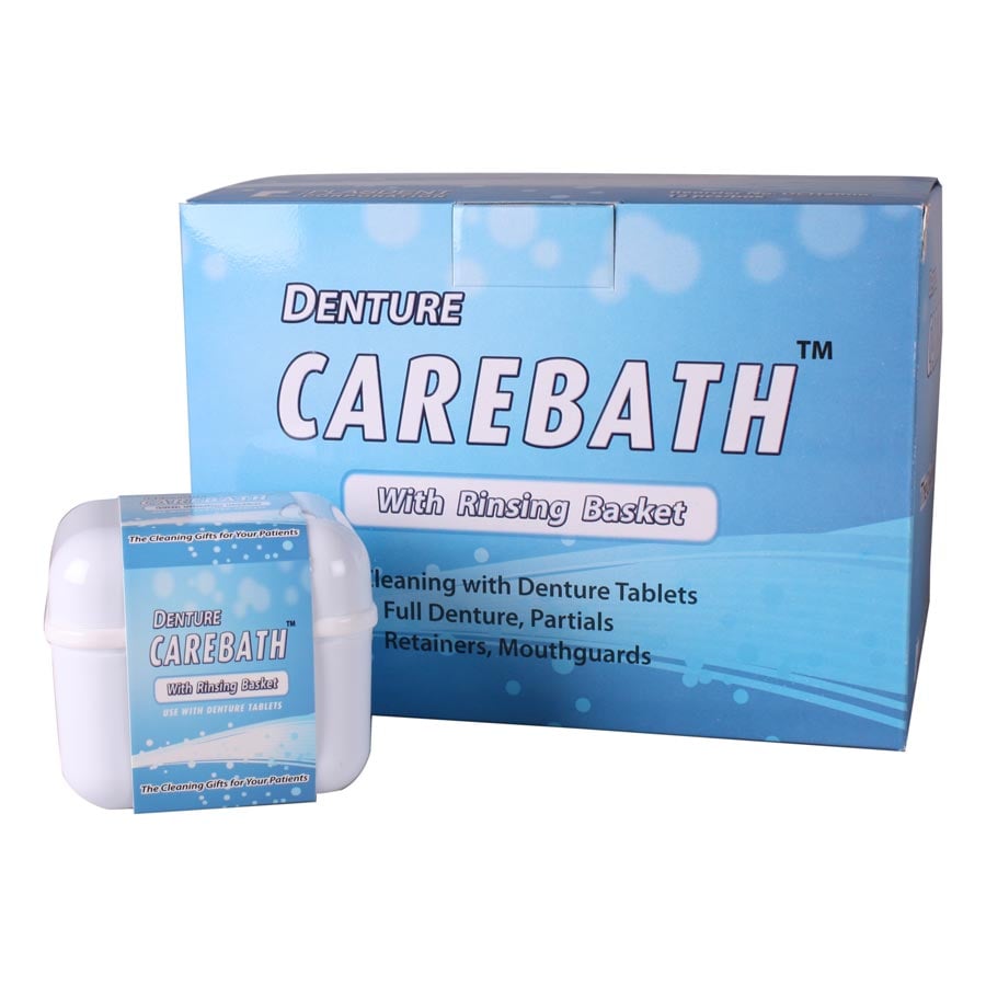 Plasdent Denture Care Bath with Rinsing Basket, White, 12/Box, ER001-1