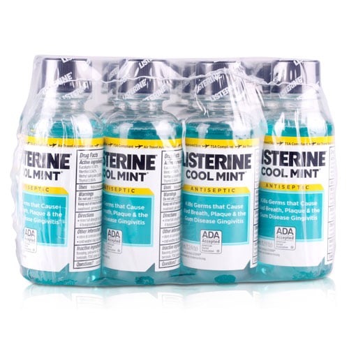 Listerine Cool Mint Antiseptic Mouthwash, 3.2 oz Bottle, 24/Case
