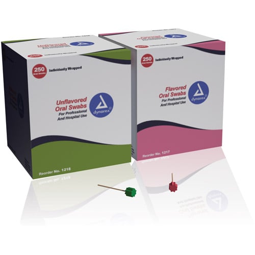 Dynarex Toothettes Unflavored Oral Swabstick, 250/Box, 1218