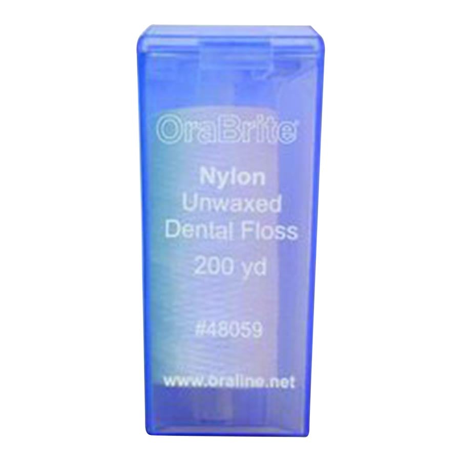 Oraline Dental Floss, Nylon, Unwaxed, 200 Yard Spool, 72/Case, DFLOSSORABRITEUNWAXED200YD72/C