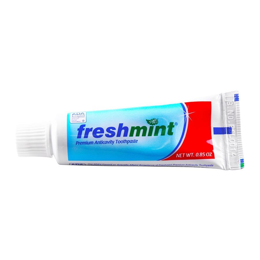 Freshmint Anticavity Fluoride Toothpaste, Mint Flavor, 0.85 oz Laminated Tube, 144/Box