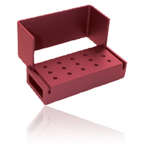 Kerr AXIS Bur Block - 15 RA Red, Aluminum, Autoclavable, 80mm, AB310-1R