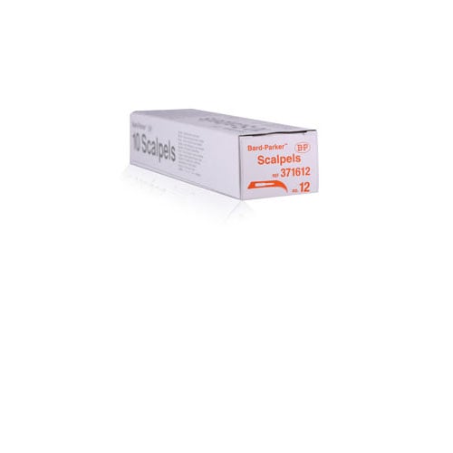 Bard-Parker Disposable Sterile Scalpel with #12 Stainless Steel Blade, Box of 10, 371612