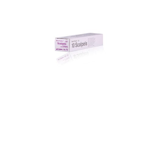 Bard-Parker Disposable Sterile Scalpel with #15 Stainless Steel Blade, Box of 10, 371615