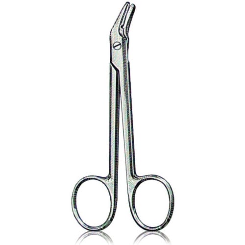 US Elite Gum & Surgical Scissors, Angular, 4 3/4", One Serrated Blade
