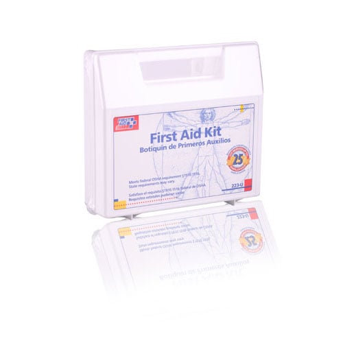 25 Person First Aid Kit, Wall Mountable Divided Plastic Case, 158 Pieces