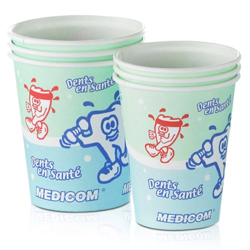 Medicom Poly Coated Paper Cups, 4 oz, Healthy Teeth Design, 1000/Case, 114-CH