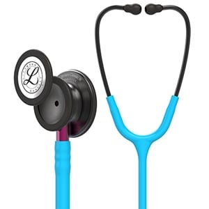 3M Littmann Classic III Stethoscope 5872, Smoke Chestpiece, Turquoise Tubing, Pink Stem, Smoke Headset, 27"