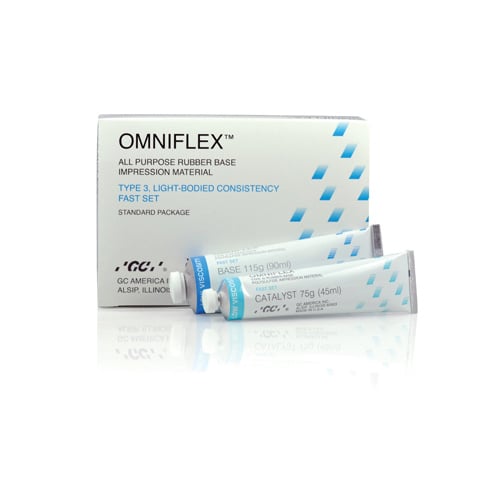 GC America Omniflex Fast Set Bulk Package, Rubber Base Impression Material, 36 Base (90 mL) + 36 Catalyst (45 mL), #137336
