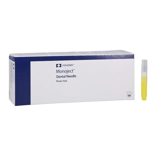 Monoject Needle Plastic Hub, 27 Gauge Short, 3/4 in (19 mm), Yellow, 100/Box, #400