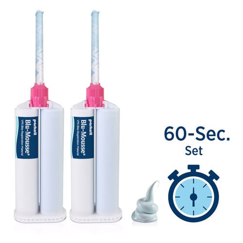 Parkell Blu-Mousse 60 VPS Bite Registration Material, 60-Second Set, 2 x 50 mL Split Cartridges, S440S