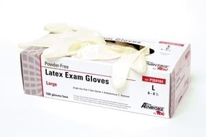 Pro Advantage Latex Exam Gloves, Powder Free, Medium, 100/Box