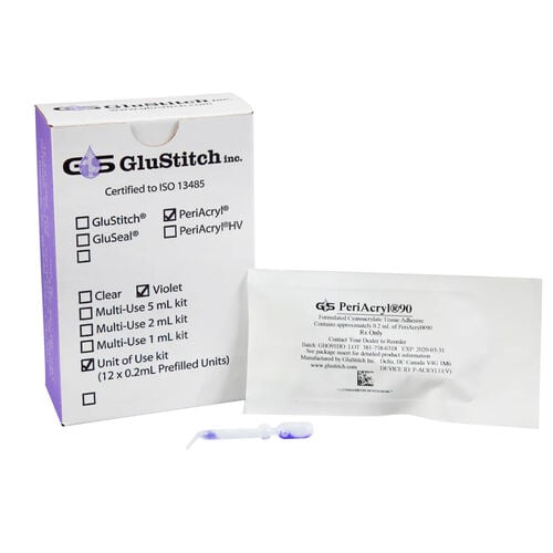 GluStitch PeriAcryl 90 High Viscosity Oral Tissue Adhesive, 0.2 mL Single-Use Clear Vials, Pack of 12 (P-ACRYLUC)