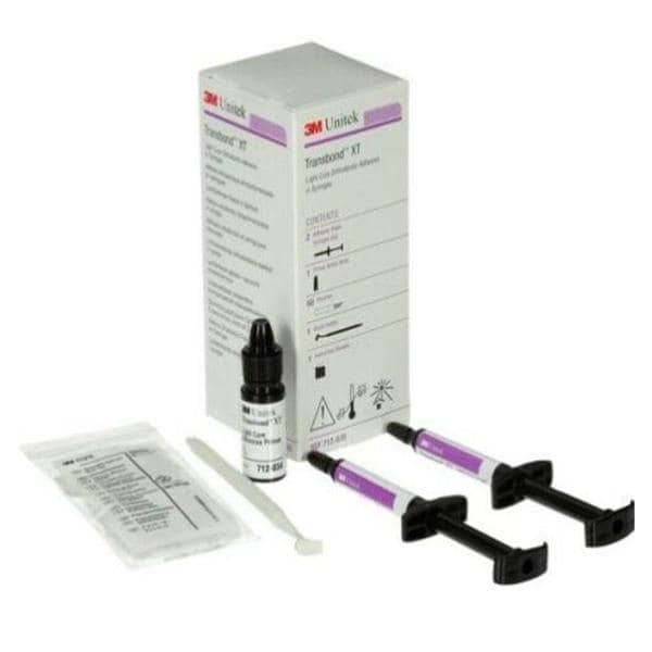 3M Transbond XT Light Cure Adhesive Syringe Kit, 2 x 4g Syringes, 6ml Primer, 60 Brush Tips, 712-035