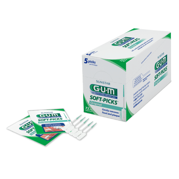 GUM Soft-Picks Original Interdental Cleaners, Green, 72 Packs of 5 (360 Picks), 632DB