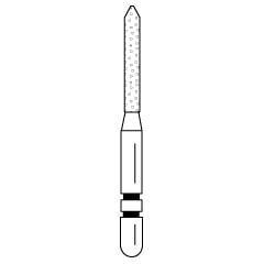 Premier Two Striper Diamond Bur FG, Bevel-End Cylinder, #250.8, Coarse, Green Ring, 1.2 mm Major/0.4 mm Minor Diameter, 8.0 mm Length, 5/Pk, 2015067