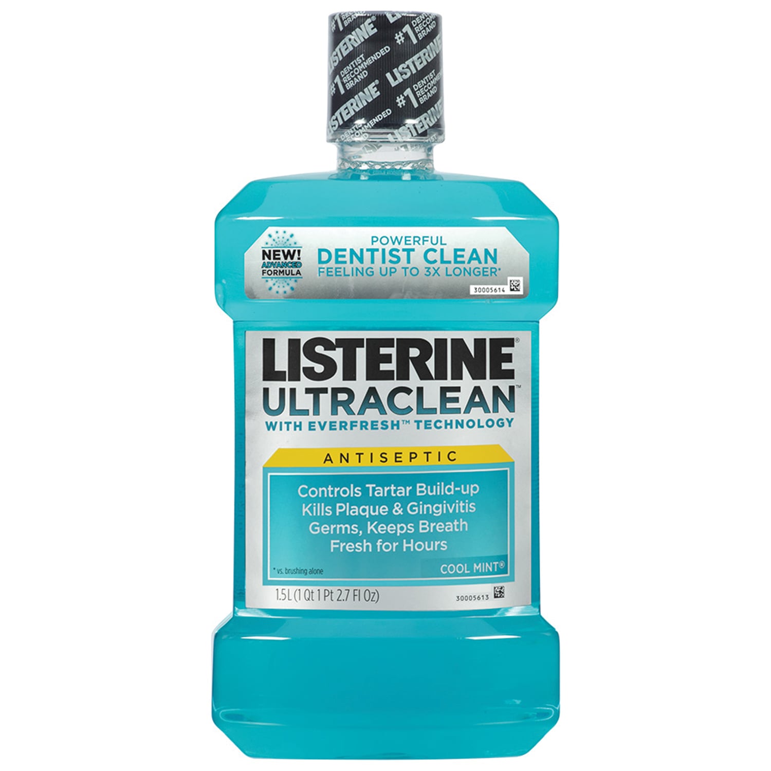 Listerine Ultraclean Cool Mint Antiseptic Mouthwash, 1.5L Bottle, 6/Case, 42266