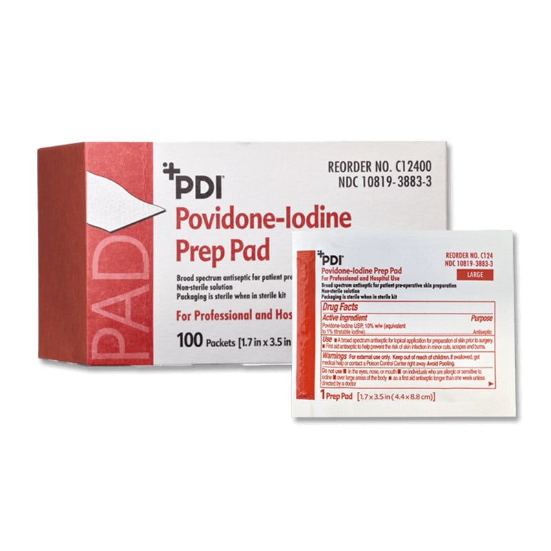 Dynarex Povidone-Iodine 10% Prep Pads, Medium, 100/Box, 1108