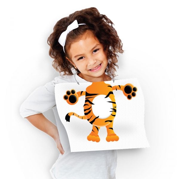 Zooby® Pediatric Bibs, 2-Ply Poly-Backed, 13.5" x 9", Assorted Animal Designs, 100/Box, 295200