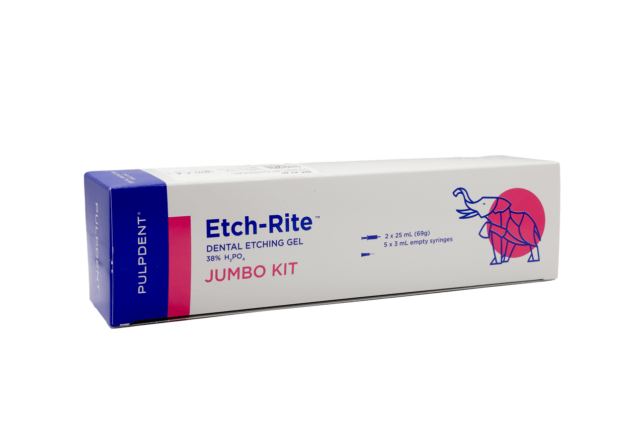 Etch-Rite Jumbo Kit, 38% Phosphoric Acid Etching Gel, 2x25mL Syringes, 5x3mL Empty Syringes, 50 Tips, ET-50