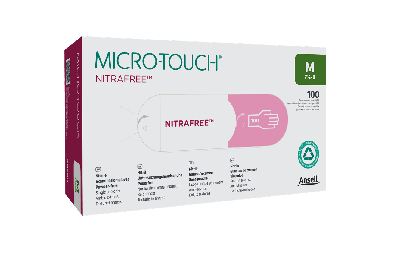 Micro-Touch NitraFree Pink Nitrile Exam Gloves, Powder Free, Non-Sterile, Small, 100/Box, 6034511