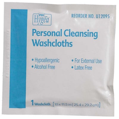 PDI Hygea Flushable Personal Cleansing Cloths, Individually Packed, 10" x 11.5", 400/Case, U12095
