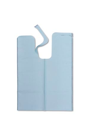 Tidi Chainless Bibs with Ties, 18" x 25", Blue, 1-Ply Tissue/1-Ply Poly, 250/Case, 917673
