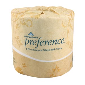 Georgia-Pacific Embossed Bathroom Tissue, 2-Ply, White, 4.5" x 4.05" Sheets, 550 Sheets/Roll, 80 Rolls/Case, Item 18280