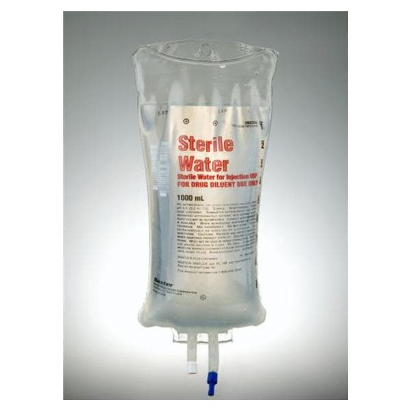 Baxter Sterile Water for Injection USP 1000 ml Viaflex Plastic Container, 14/Case, 2B0304X-CASE