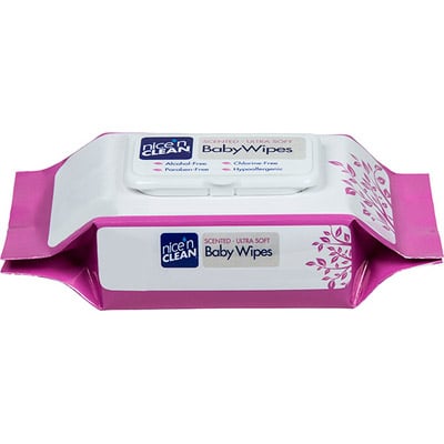 PDI Nice-N-Clean Baby Wipes, Scented, Aloe & Vitamin E, 7.9" x 6.6", 12/Case, M225XT
