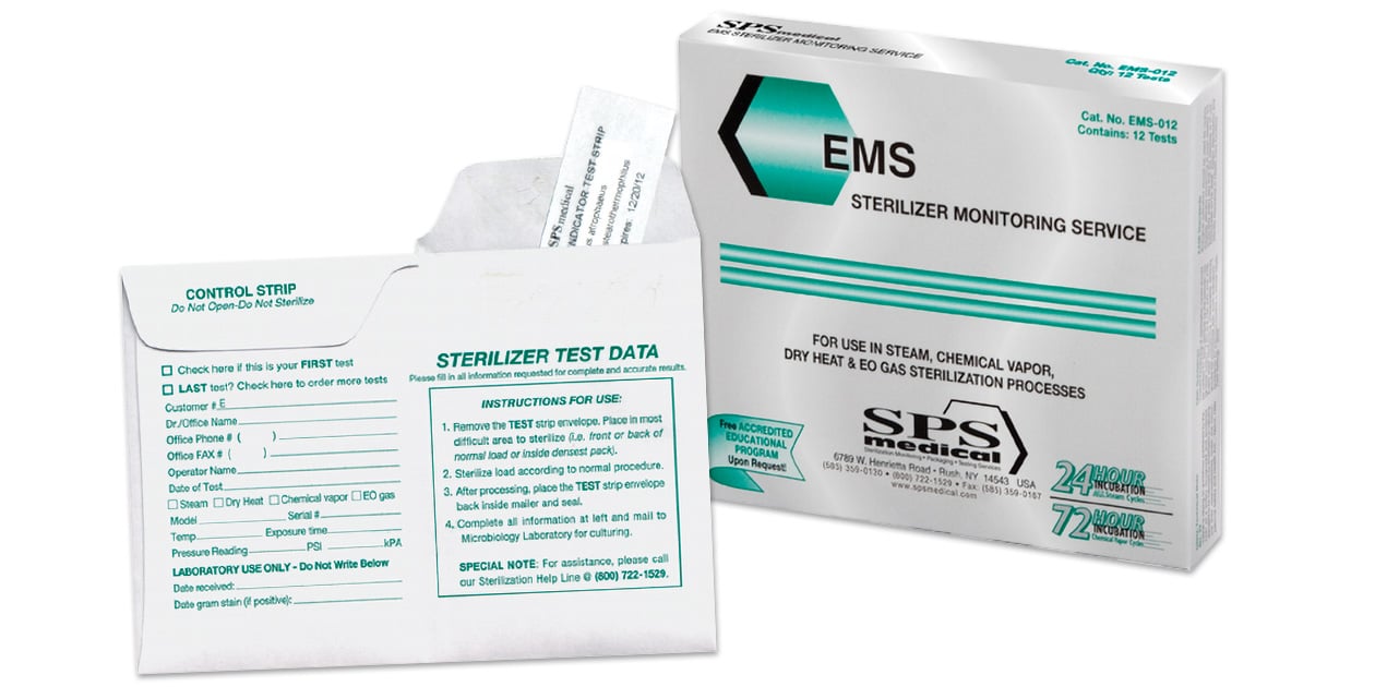 EMS Sterilizer Monitoring Service Mail-In Biological Indicator System, 52 Tests/Box, EMS-052