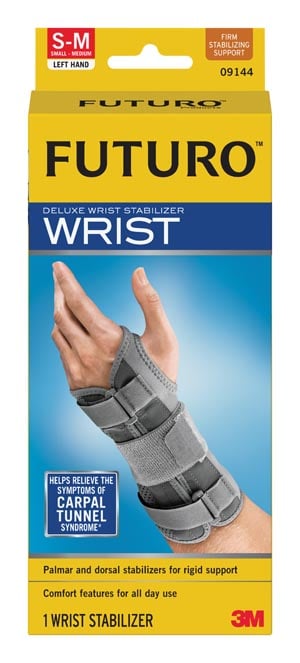 3M FUTURO Deluxe Wrist Stabilizer, Left Hand, Small/Medium, 3/Pack, 4 Packs/Case, 09144ENT