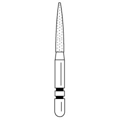 Two Striper Diamond Burs FG, Flame, 260.8F, Fine, Red, 1.4mm Major/0.4mm Minor Diameter, 8mm Length, 5/Pk, 2015153